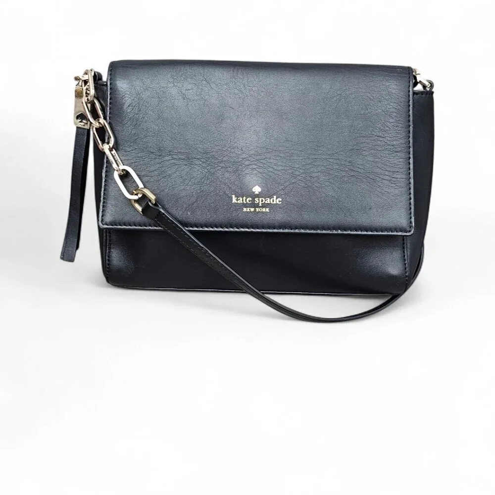 Kate Spade New York Cove Street Dody Leather Chain Black Crossbody Bag COA Small